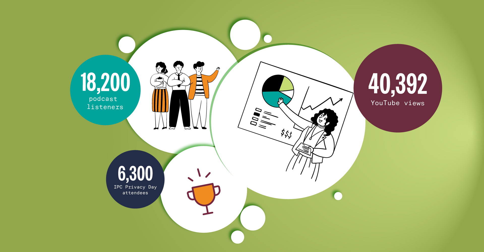 A green banner with an illustration of a person giving a presentation.