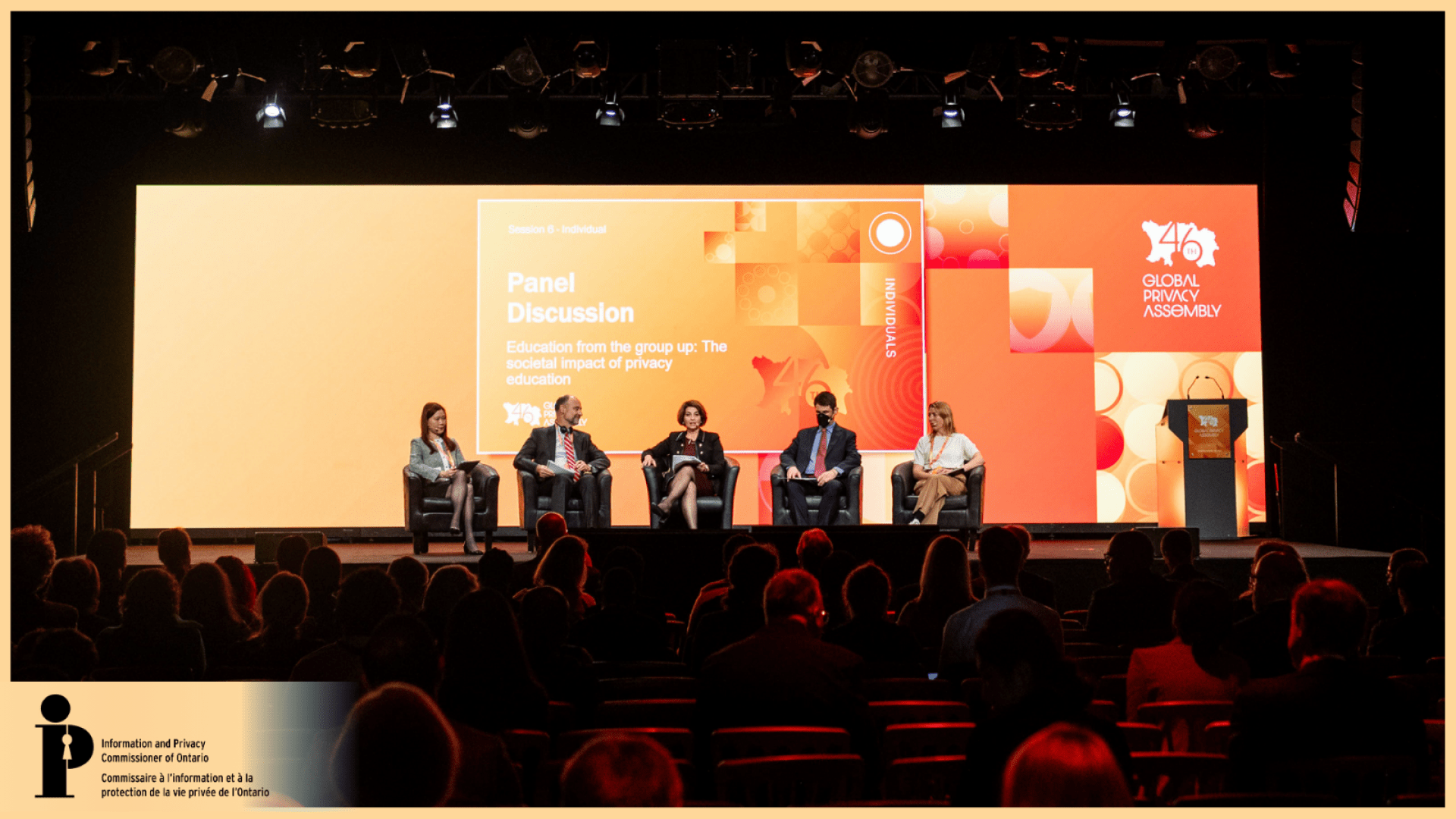 Candid photo of GPA Panelists sitting on stage together