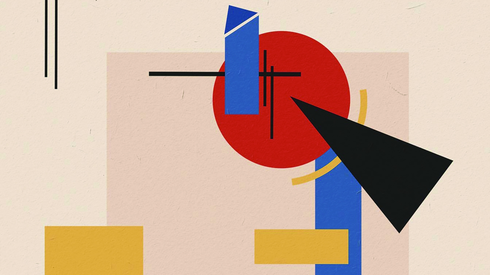 An abstract digital illustration with brightly-coloured geometric shapes.