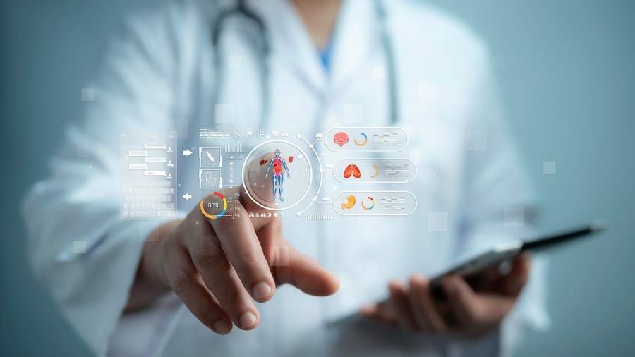 A doctor using an AI interface.