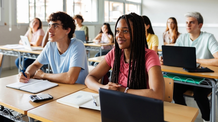 Students in a classroom.