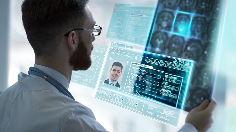 A doctor using an AI interface.