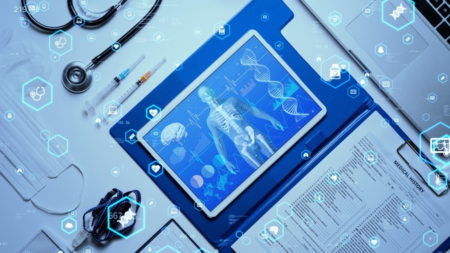 Une interface numérique affichant des informations complexes sur la santé.