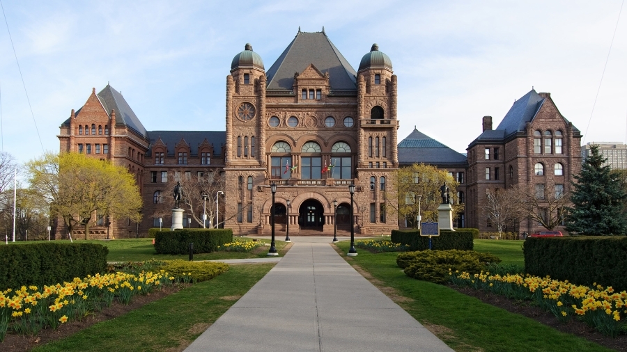 A photo of the Ontario Legislative Building at Queen's Park, Toronto.