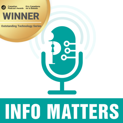 Info Matters Podcast logo and award graphic.
