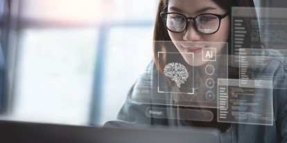 A woman using an AI interface.