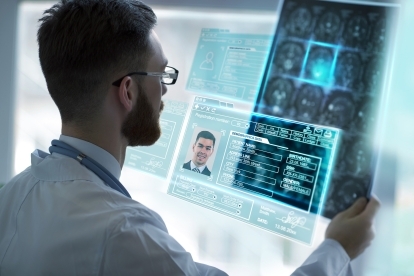A doctor using an AI interface.
