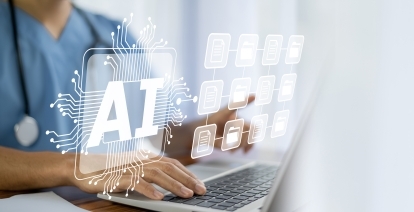 A healthcare worker using AI.